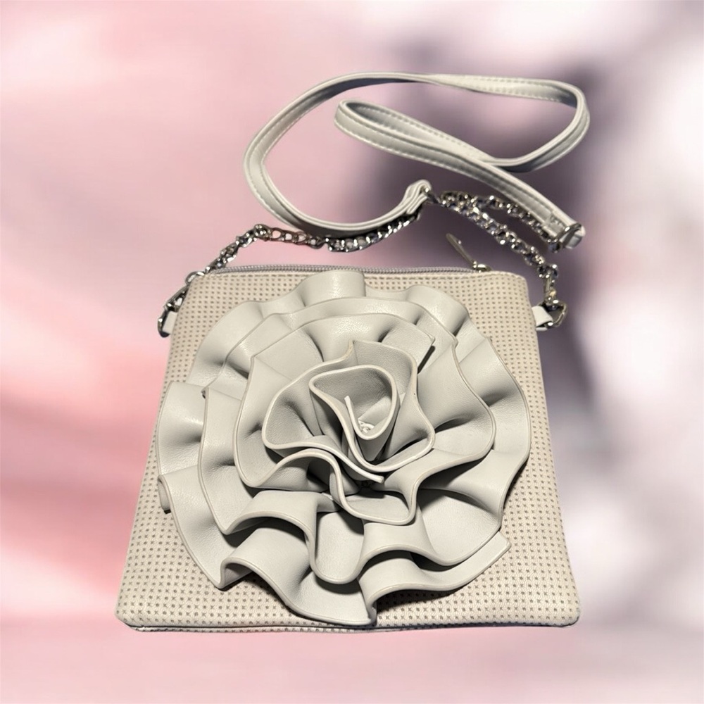 Chic Gray Floral Crossbody Bag
